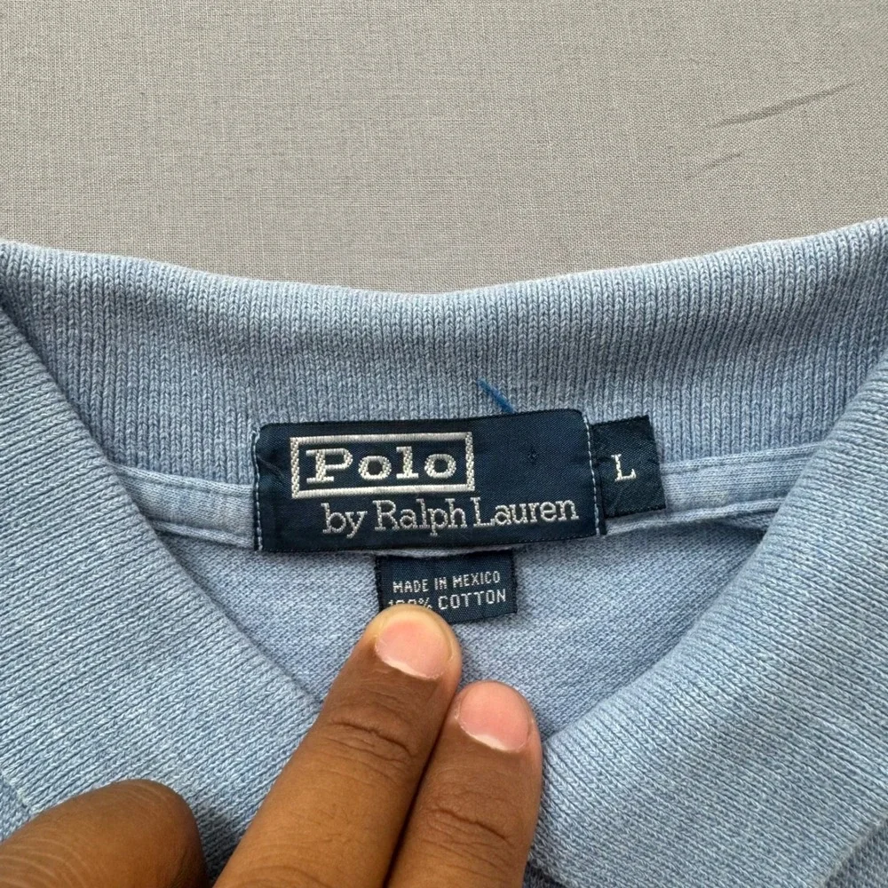 Polo Ralph Lauren Mens Large Blue Short Sleeve Pique Cotton Polo Shirt Pony Logo